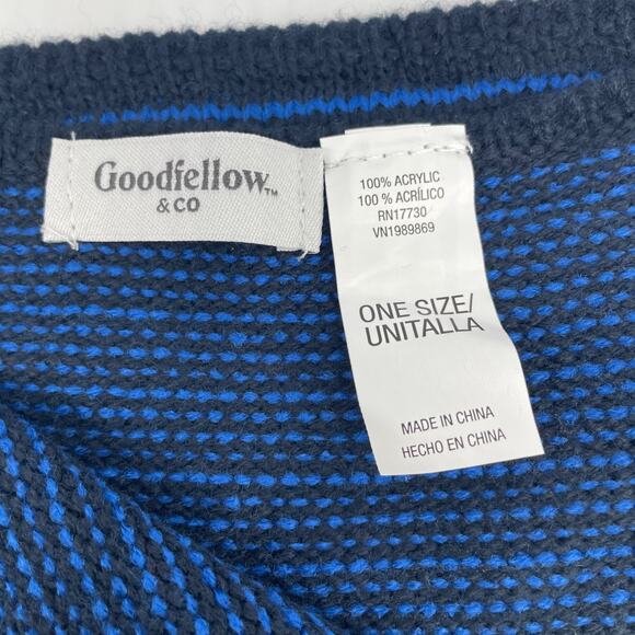 Goodfellow & Co Men's Striped Scarf Warm Winter Navy One Size Fits Most - Picture 5 of 5